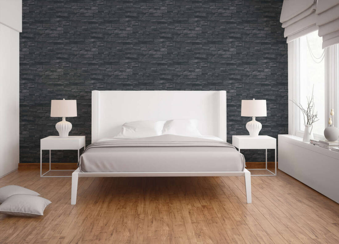 Stone Deco Wallpaper in Black