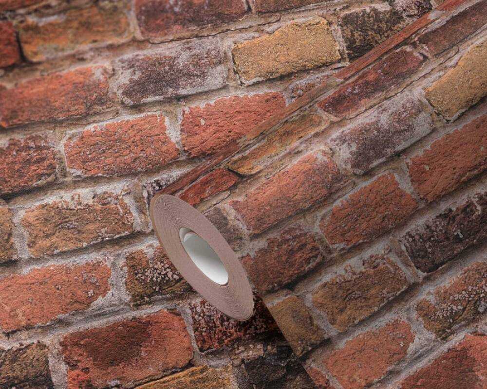 Brick Deco Wallpaper in Red/Brown/Orange