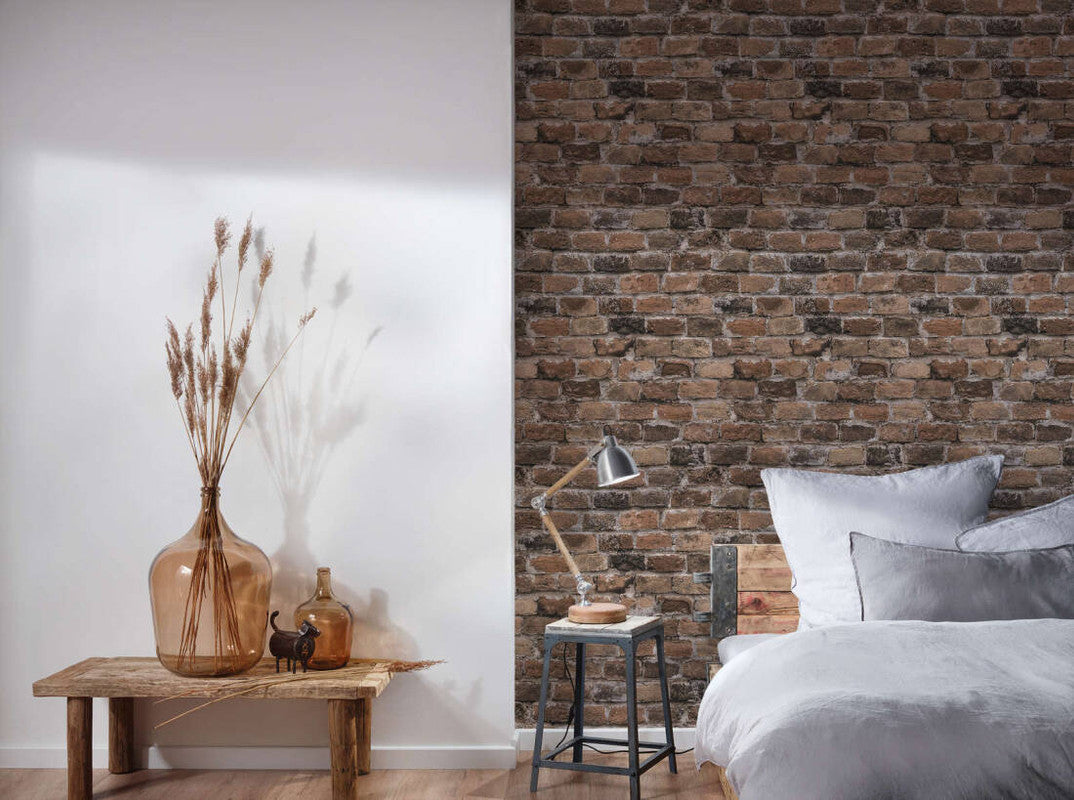 Brick Deco Wallpaper in Brown/Grey