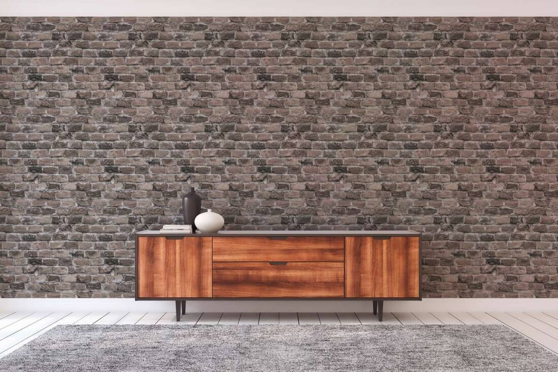 Brick Deco Wallpaper in Grey/Brown