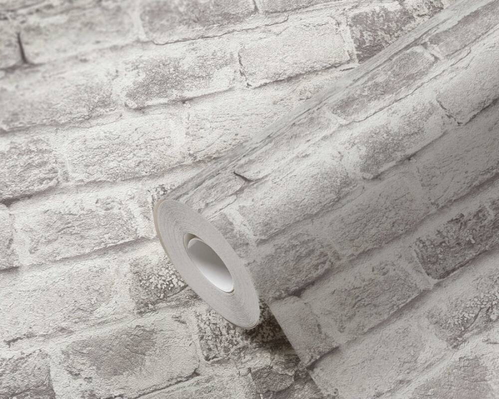Brick Deco Wallpaper in Grey/White