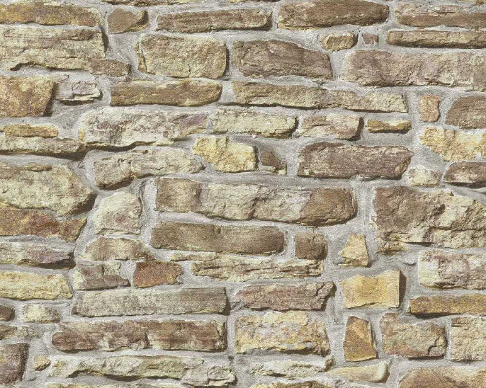 Sample Stone Brick Deco Wallpaper in Beige/Brown