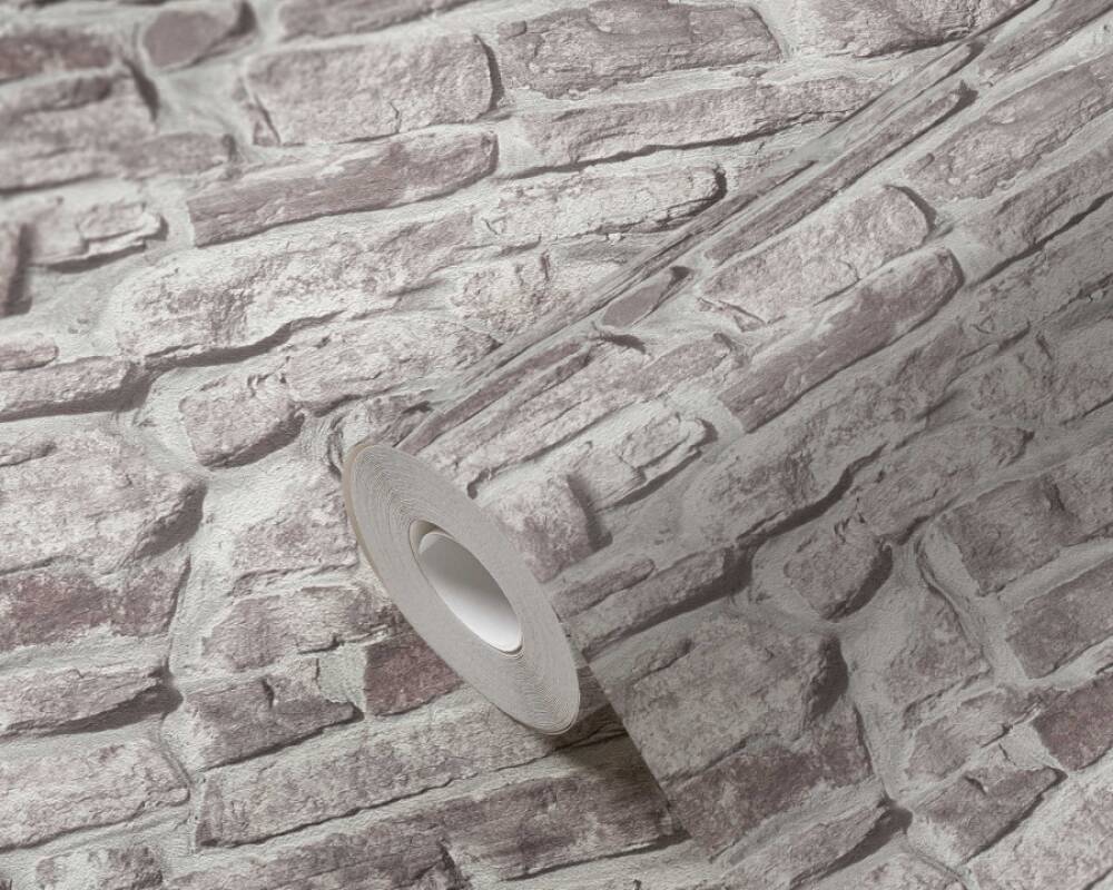 Stone Brick Deco Wallpaper in Grey