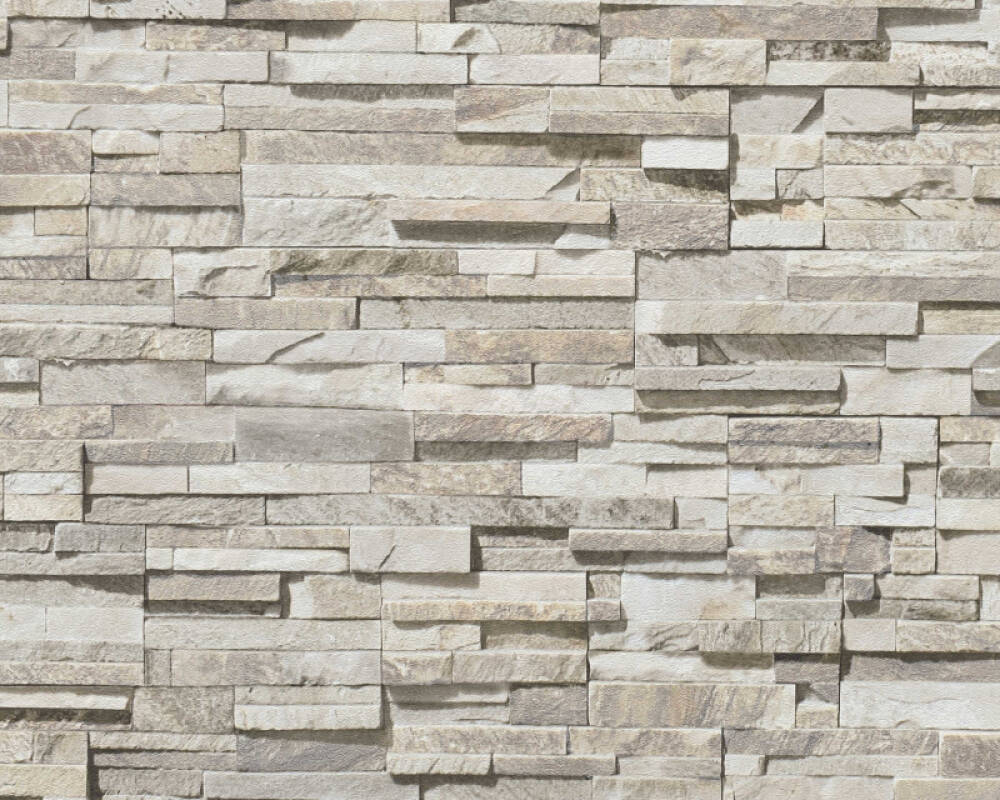 Flat Stone Wallpaper in Beige/Cream