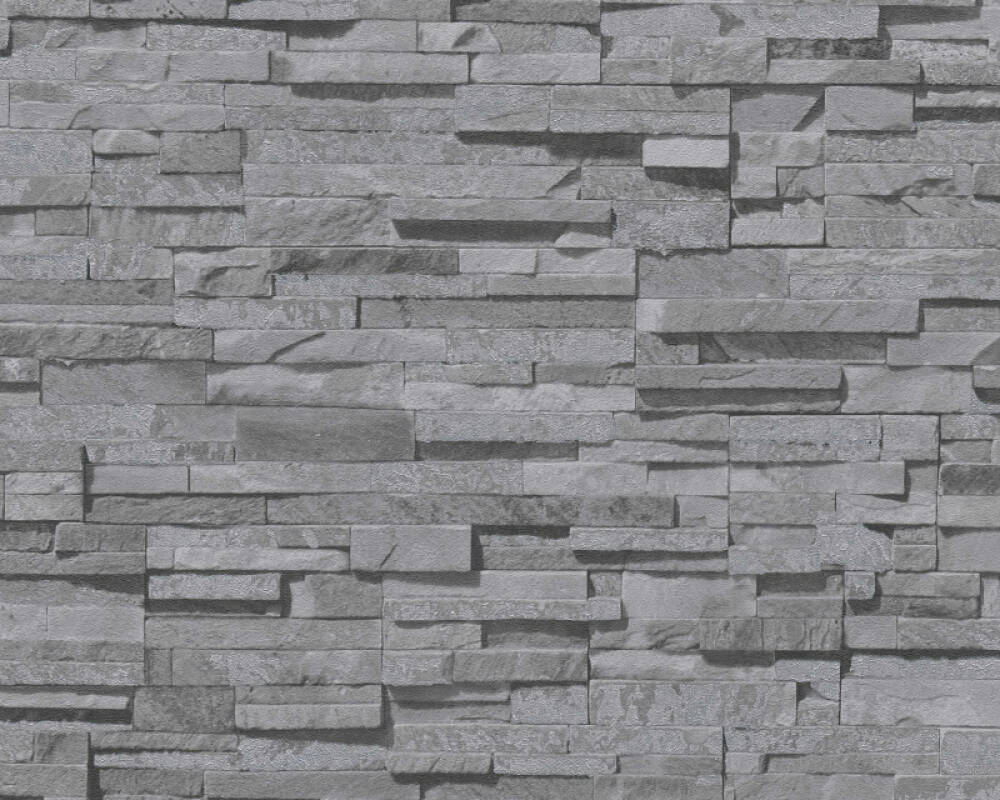 Sample Flat Stone Wallpaper in Grey/Black