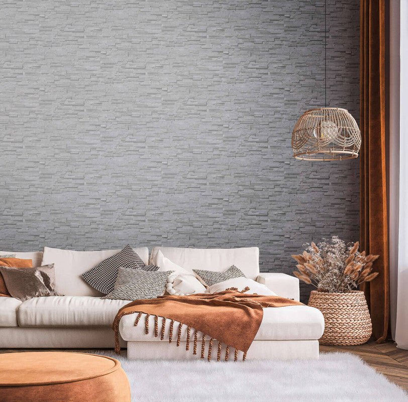 Flat Stone Wallpaper in Grey/Black