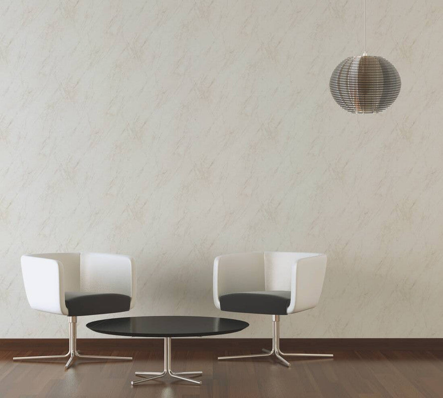 Deco Stone Wallpaper in Ivory/Metallic
