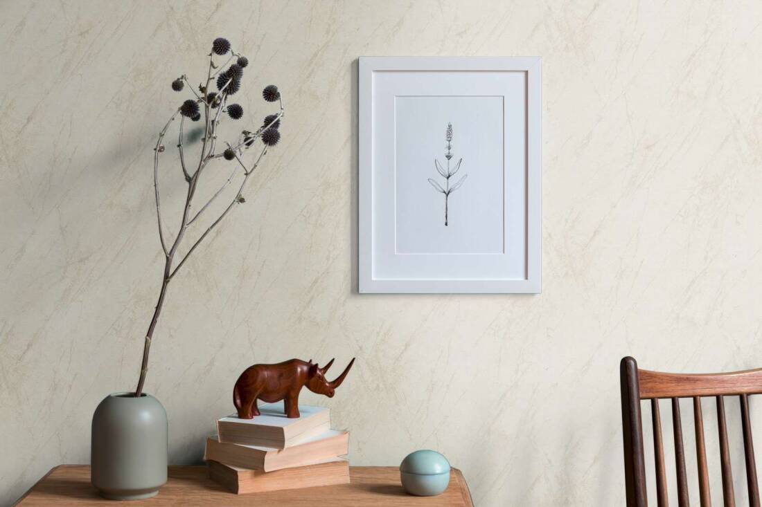 Deco Stone Wallpaper in Ivory/Metallic