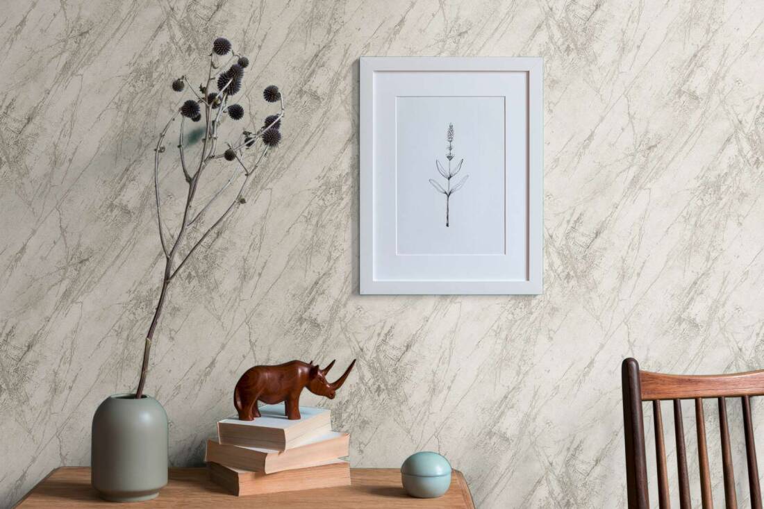 Deco Stone Wallpaper in Grey/Metallic