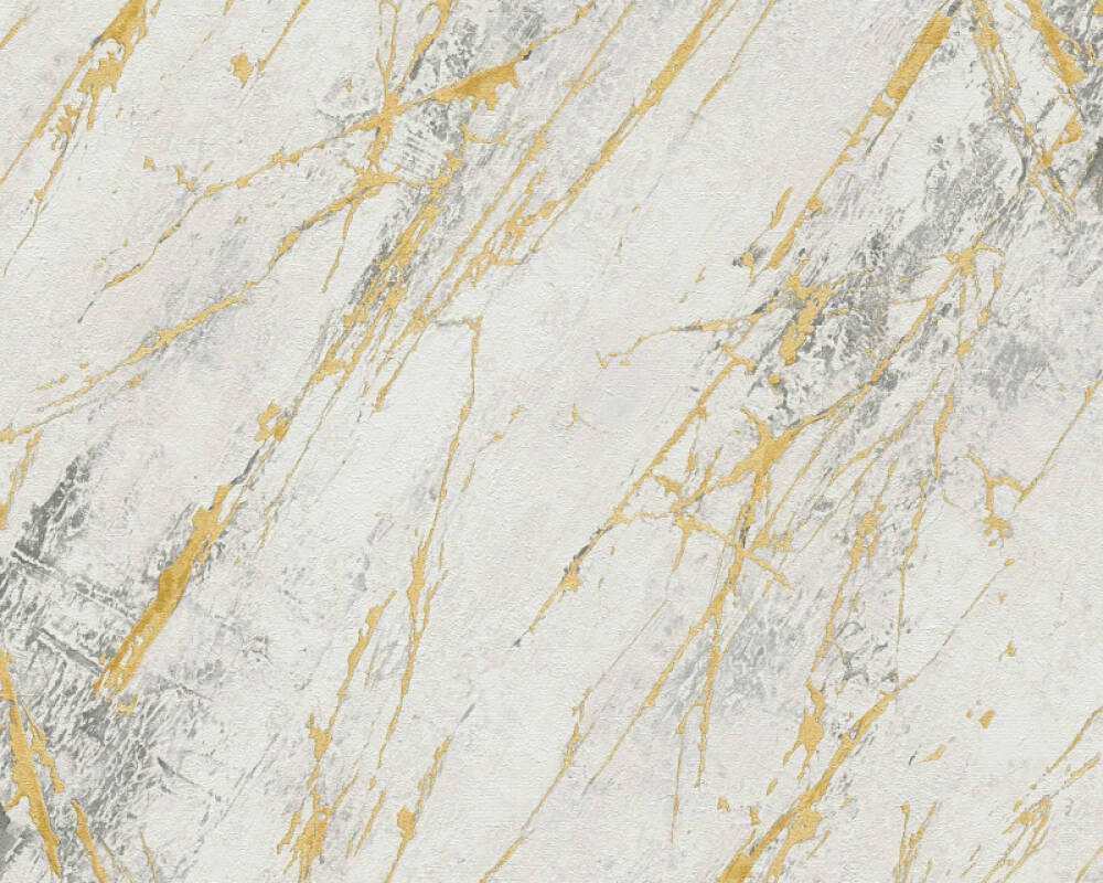 Deco Stone Wallpaper in Gold/Grey