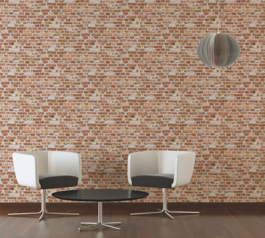Brick Structures Wallpaper in Red/Cream