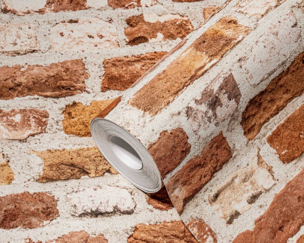 Brick Structures Wallpaper in Red/Cream