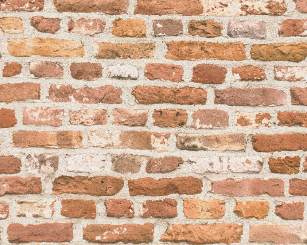 Brick Structures Wallpaper in Red/Cream