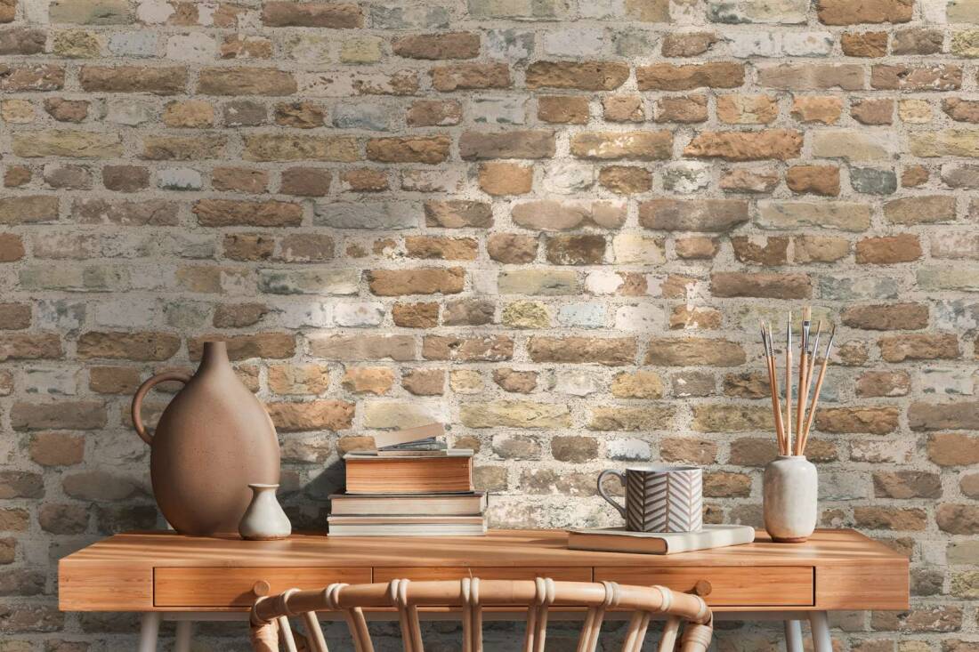 Brick Structures Wallpaper in Beige/Brown