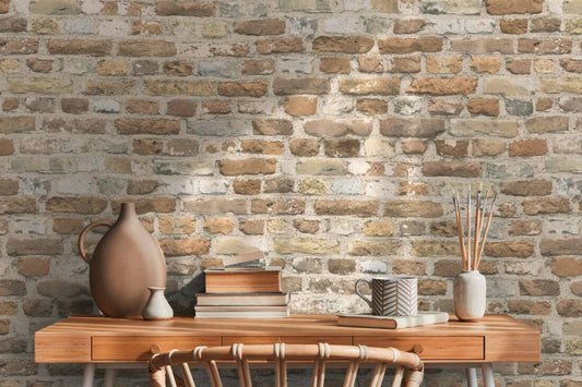 Brick Structures Wallpaper in Beige/Brown
