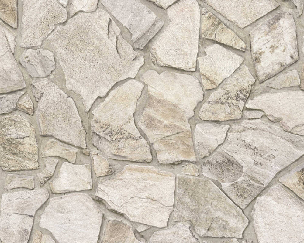 Stone Deco Abstract Wallpaper in Neutral/Cream