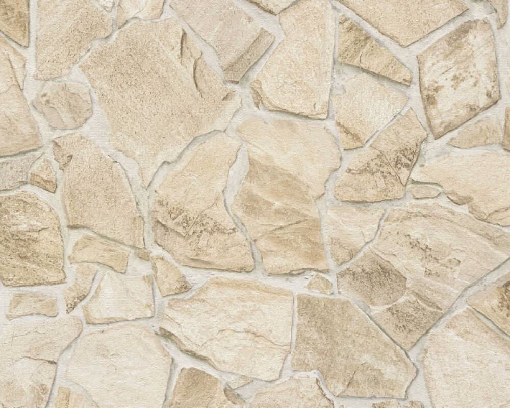 Stone Deco Abstract Wallpaper in Beige/Cream