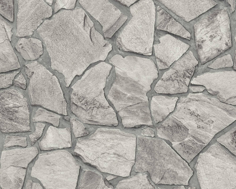 Stone Deco Abstract Wallpaper in Grey