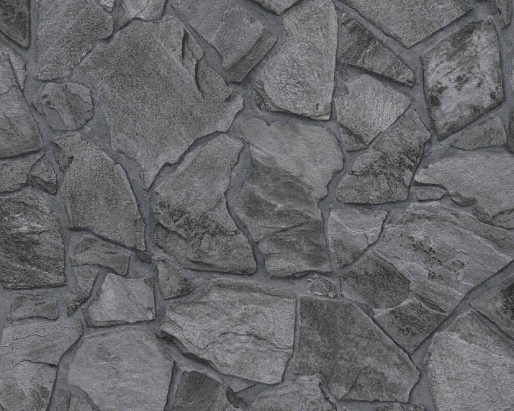 Stone Deco Abstract Wallpaper in Black/Grey