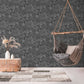 Stone Deco Abstract Wallpaper in Black/Grey