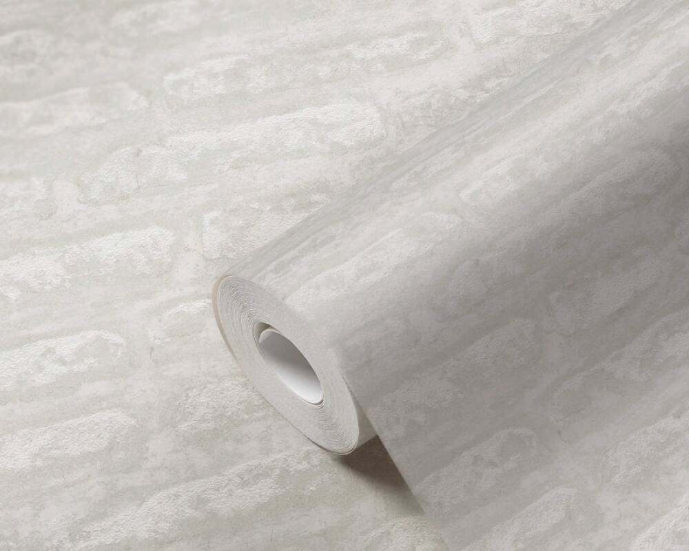Light Brick Wallpaper in Grey/White