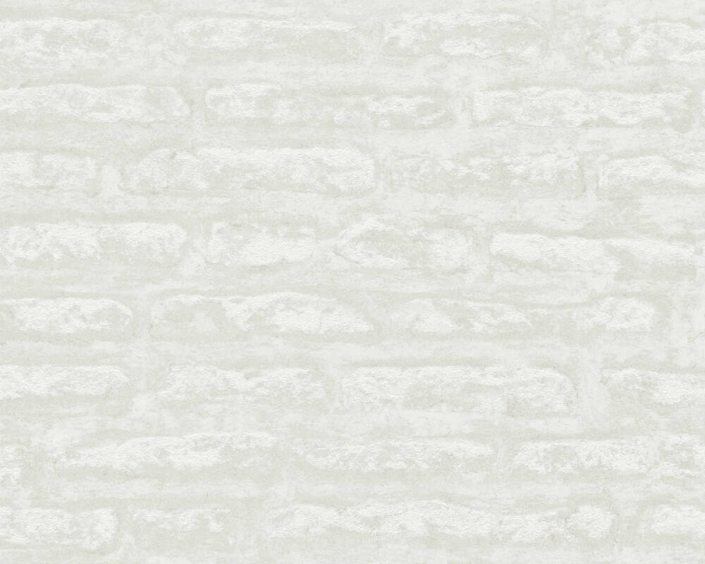 Light Brick Wallpaper in Grey/White