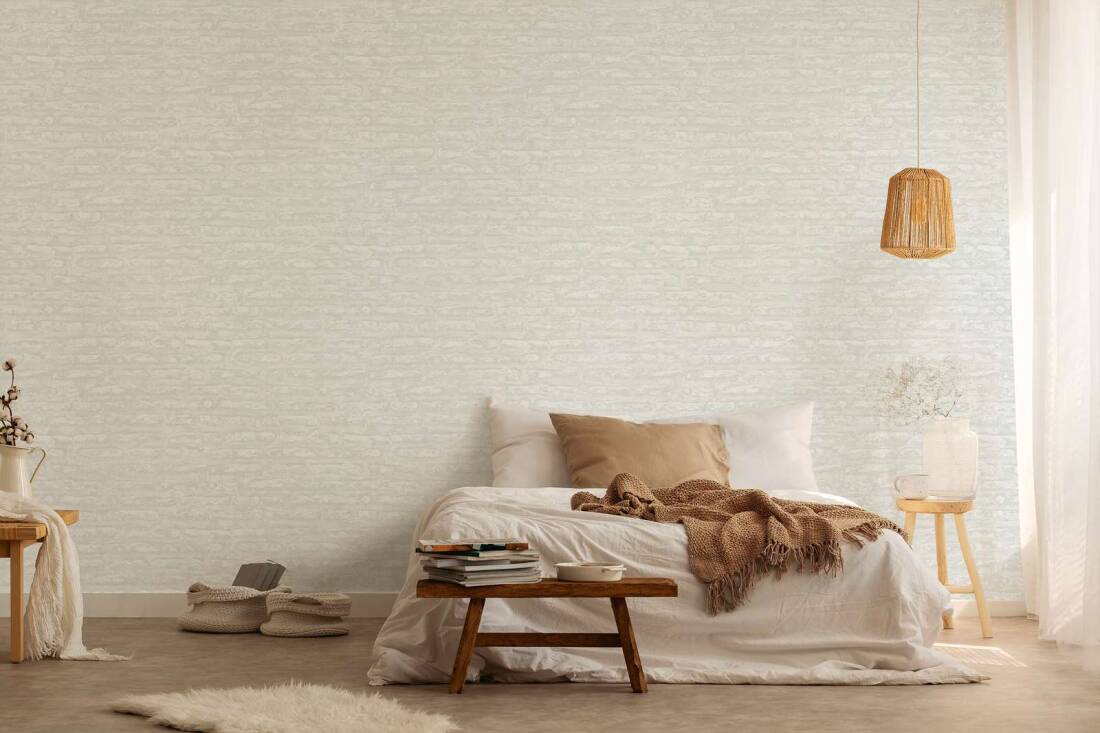 Light Brick Wallpaper in Grey/White