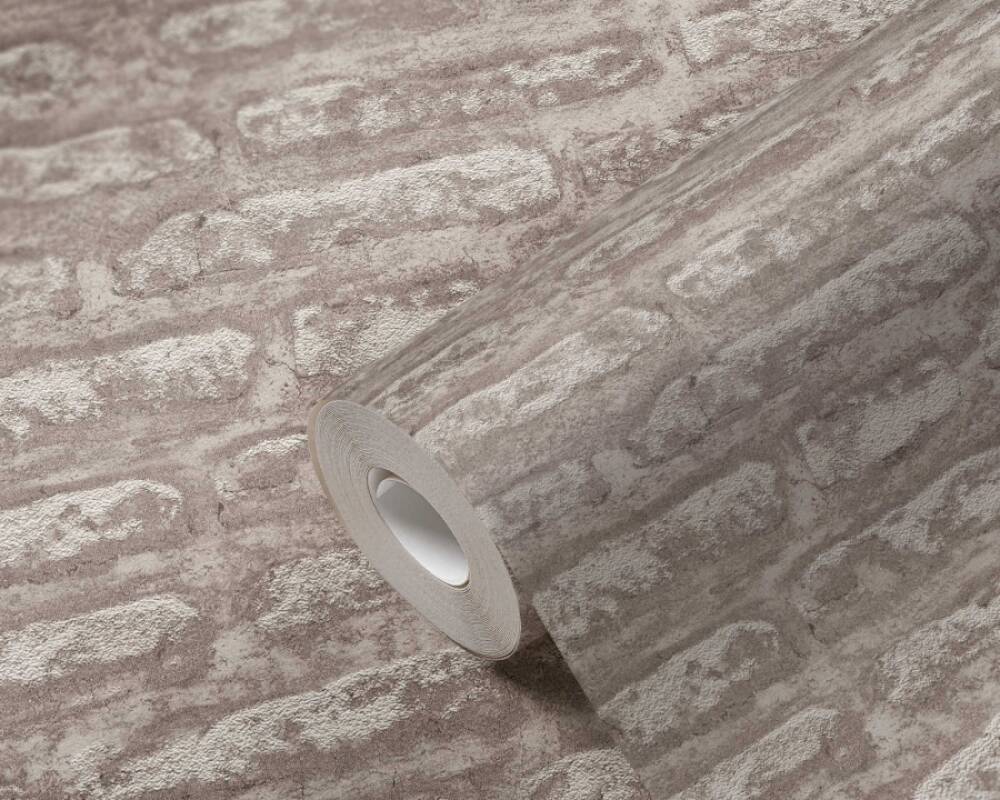 Light Brick Wallpaper in Taupe/Brown