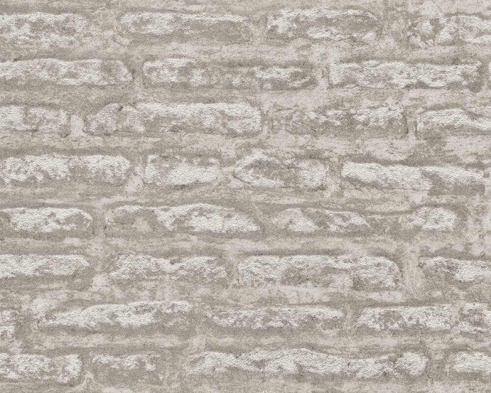 Light Brick Wallpaper in Taupe/Brown