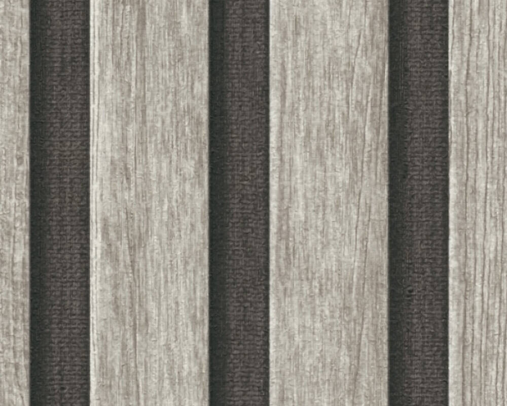 Wood Stripes Wallpaper in Grey/Black