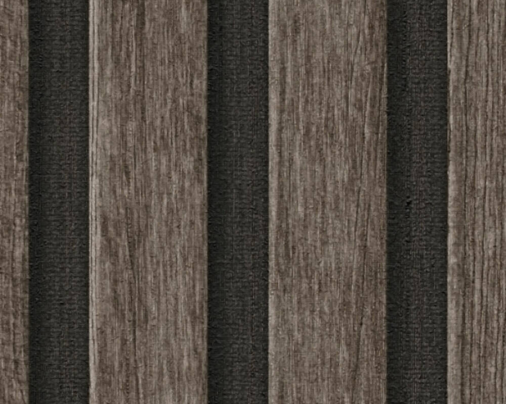 Wood Stripes Wallpaper in Dark Brown/Black