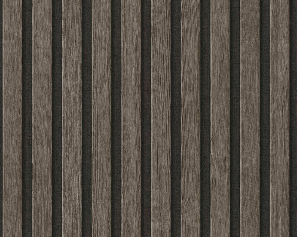 Wood Stripes Wallpaper in Dark Brown/Black