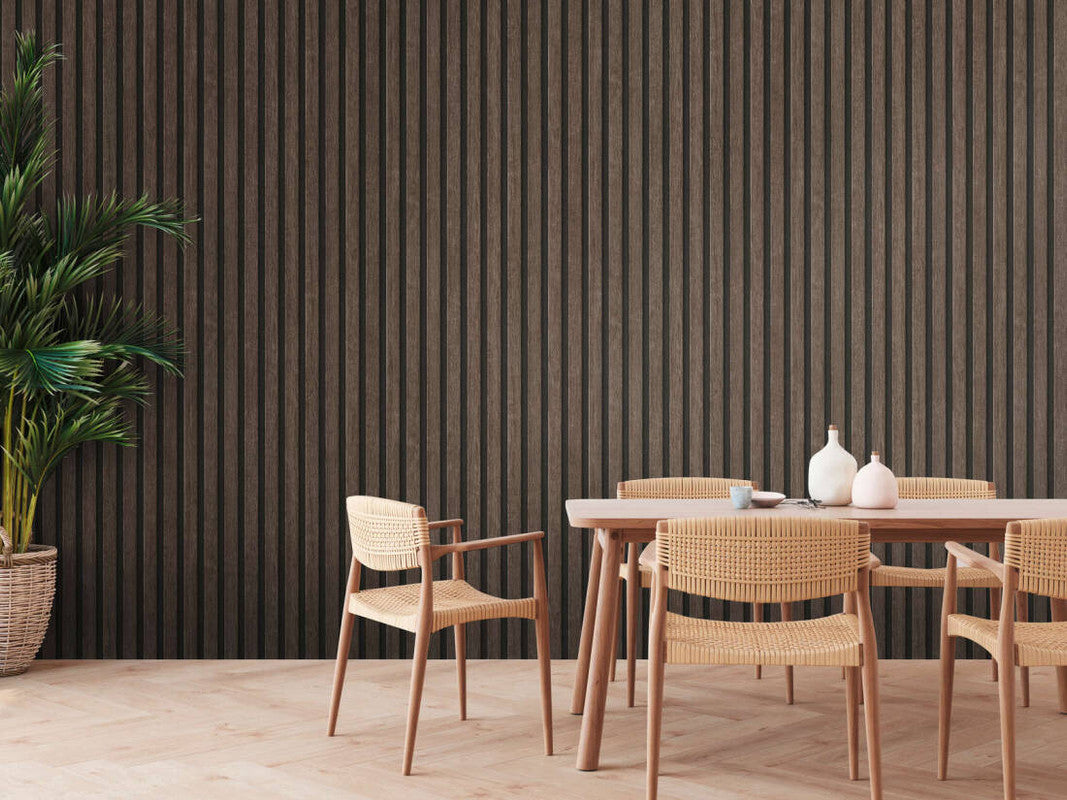 Wood Stripes Wallpaper in Dark Brown/Black