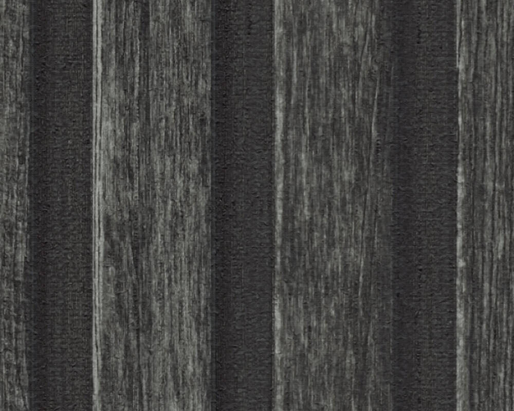 Wood Stripes Wallpaper in Dark Grey/Black