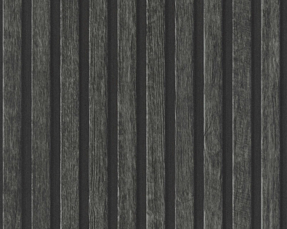 Wood Stripes Wallpaper in Dark Grey/Black