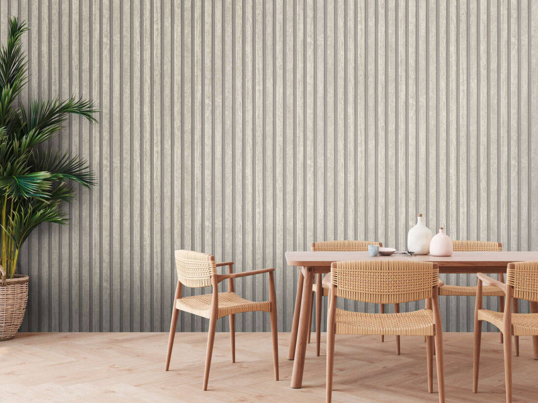 Wood Stripes Wallpaper in Grey