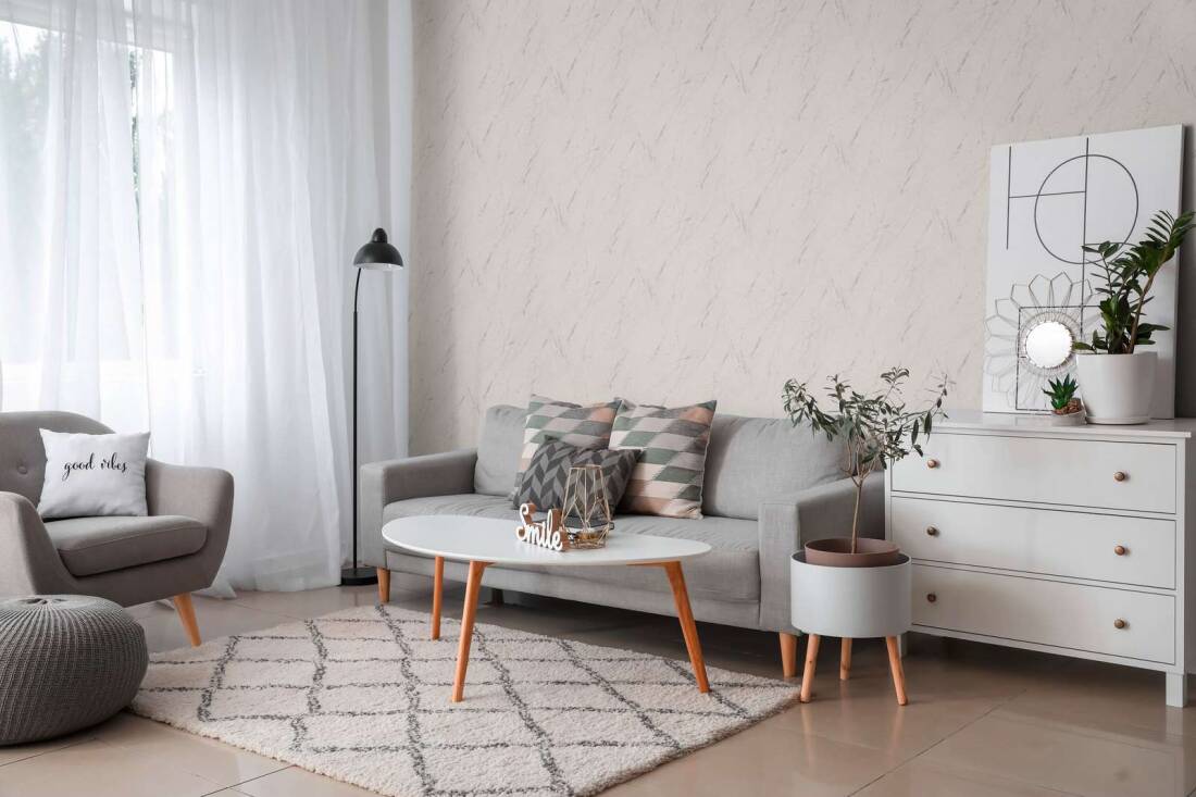 Stone Streak Wallpaper in Grey/Silver