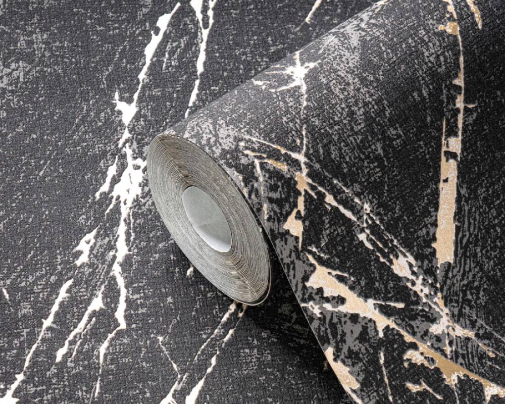Stone Streak Wallpaper in Black/Gold