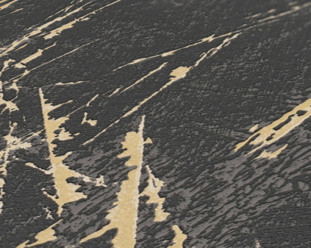 Stone Streak Wallpaper in Black/Gold