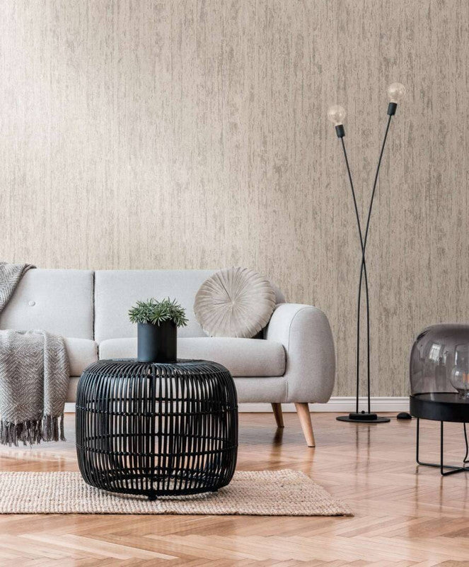 Distressed Wallpaper in Grey/Metallic