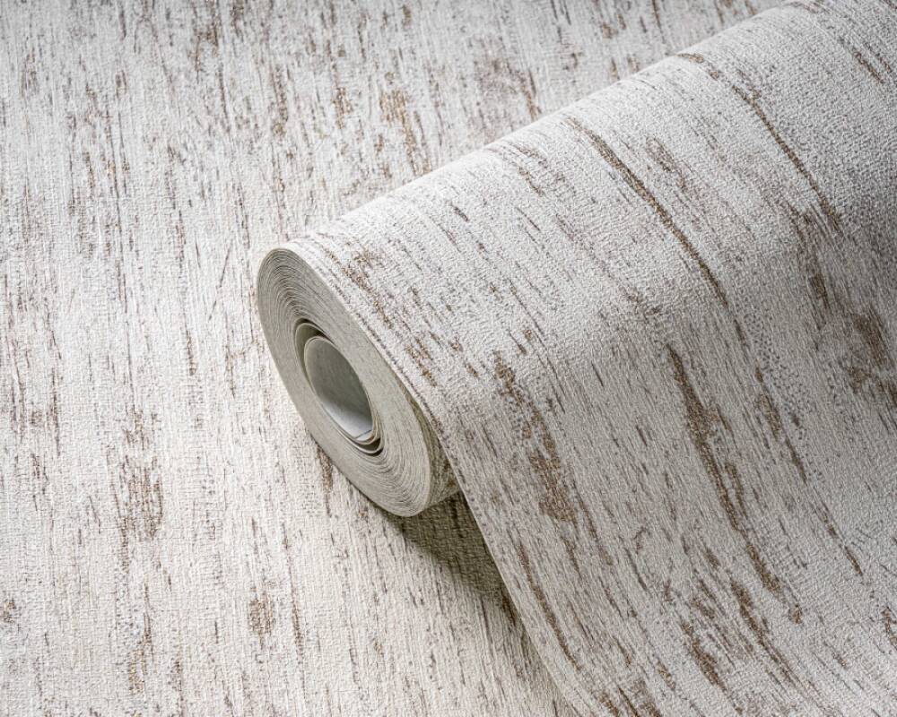 Distressed Wallpaper in Metallic/White