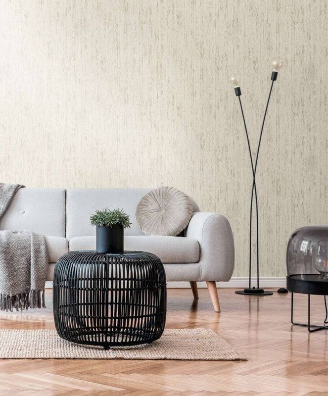 Distressed Wallpaper in Metallic/White