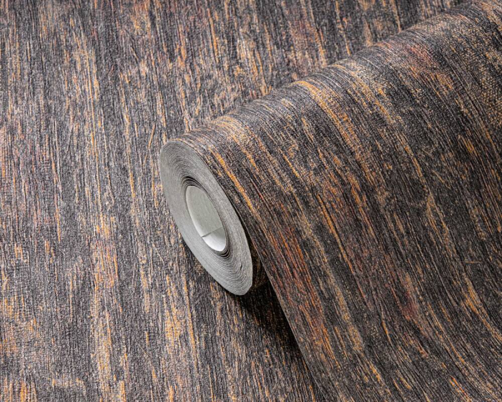 Distressed Wallpaper in Brown/Metallic