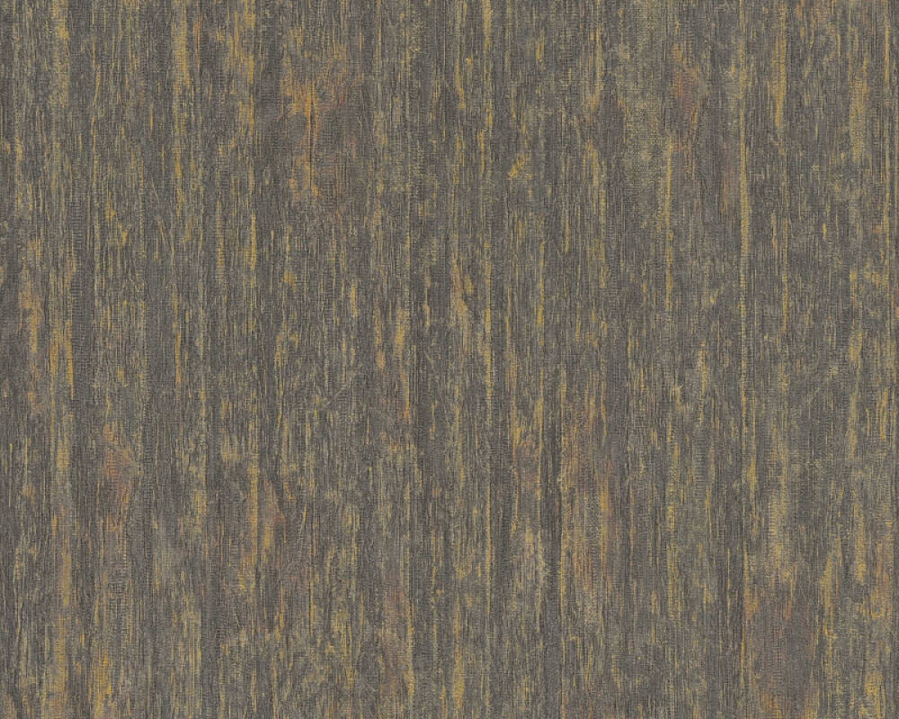 Distressed Wallpaper in Brown/Metallic