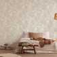 Jungle Leaf Large Floral Wallpaper in Beige/Cream/Grey