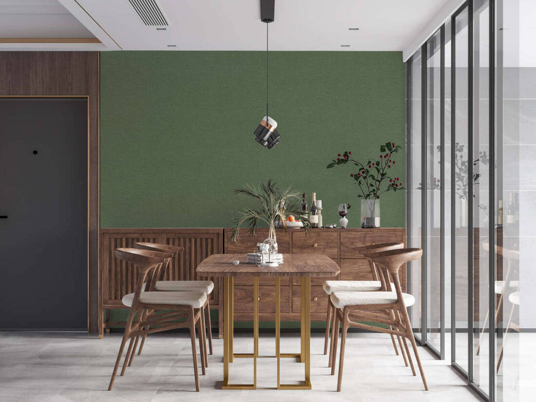 Textile-Look Light Texture Wallpaper in Green