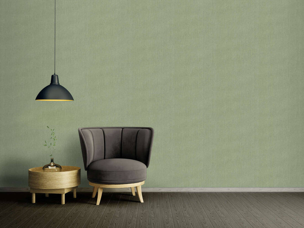 Solid Textile Structure Wallpaper in Green