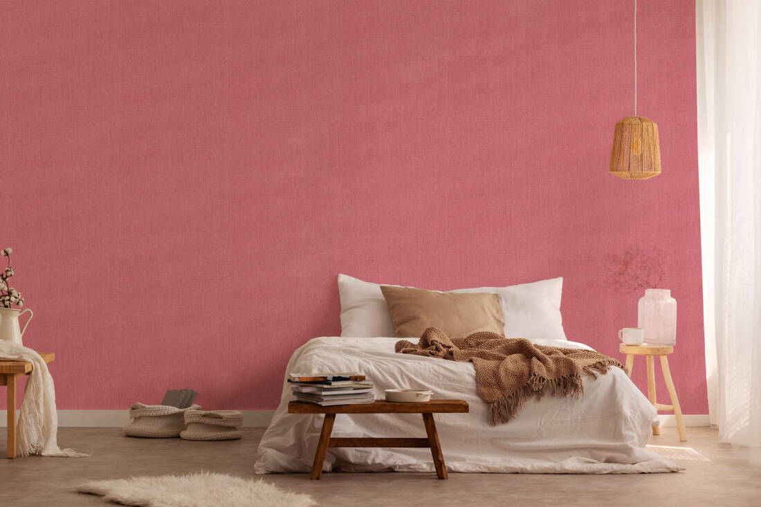 Solid Textile Structure Wallpaper in Red
