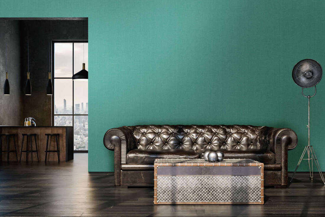 Solid Textile Structure Wallpaper in Blue/Green/Turquoise