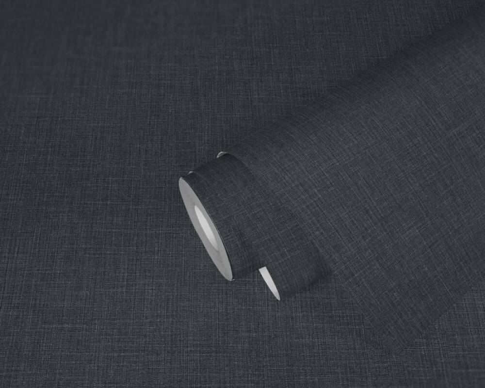 Solid Textile Structure Wallpaper in Black